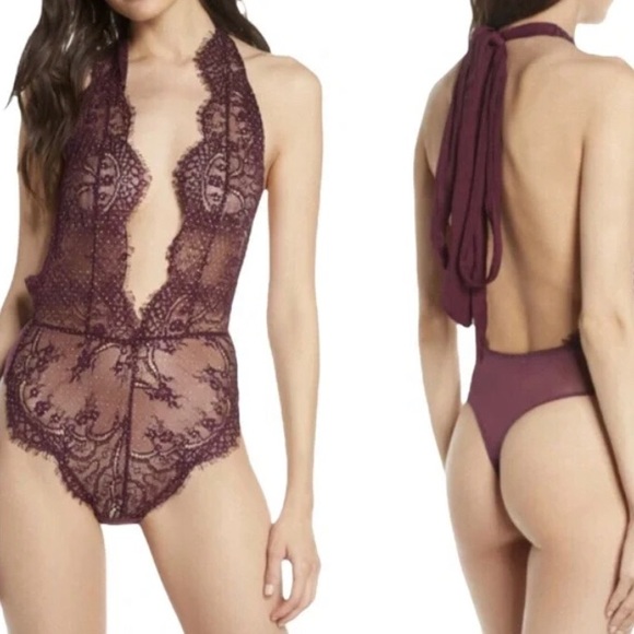Free People Showoff Bodysuit NWT Color: Fig Combo - Picture 4 of 6